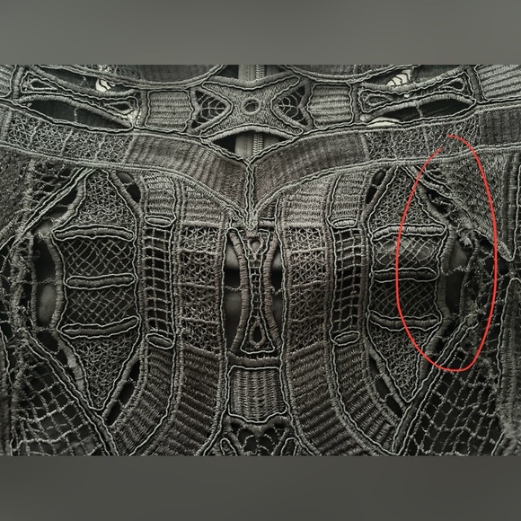 Jonathan Simkhai Skirt Black Corded Cutout Linear Godet Trumpet Lace Whimsigoth - Picture 9 of 11